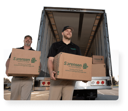 Two movers unlaoding boxes